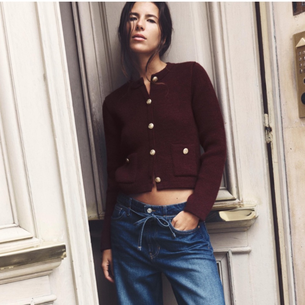 Zara Gold Button Knit Cardigan